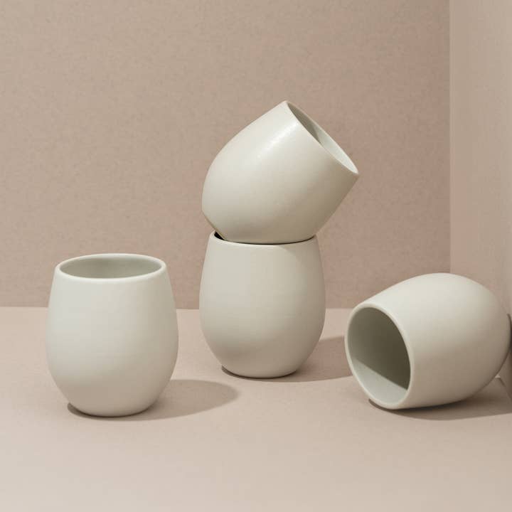 Tasse à café en grès fait main - 10 oz - blanc