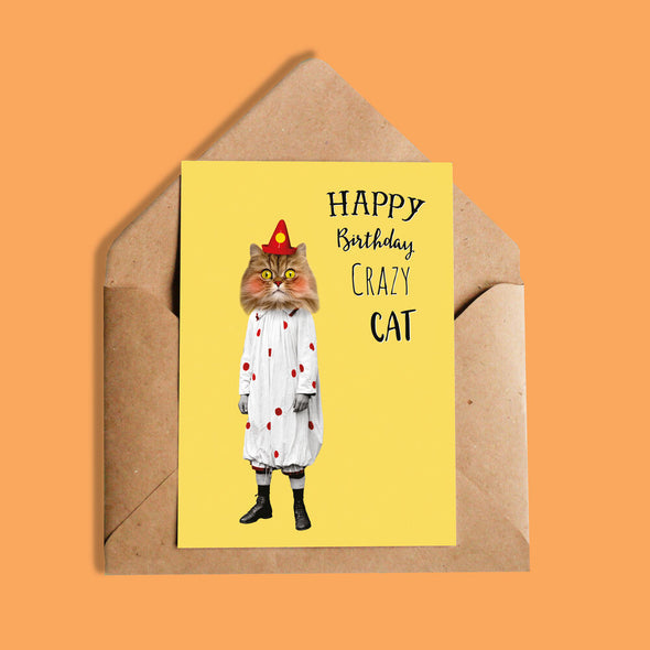 Carte - Happy birthday crazy cat