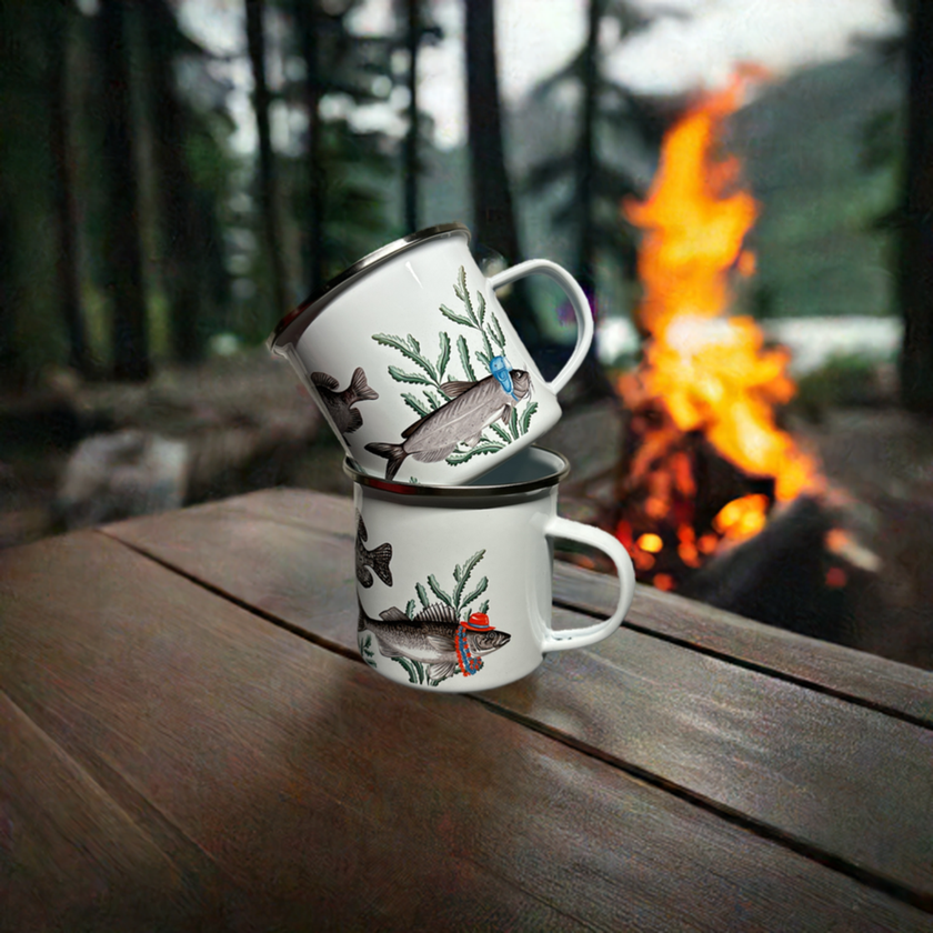 Tasse - 12oz - Émail - Poissons d'été