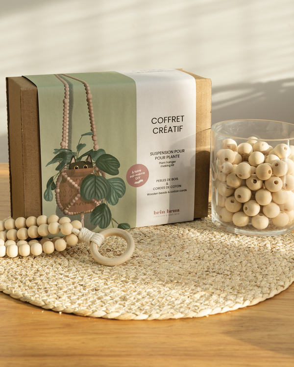 Coffret DIY - Fabrication suspension à plante en perles de bois