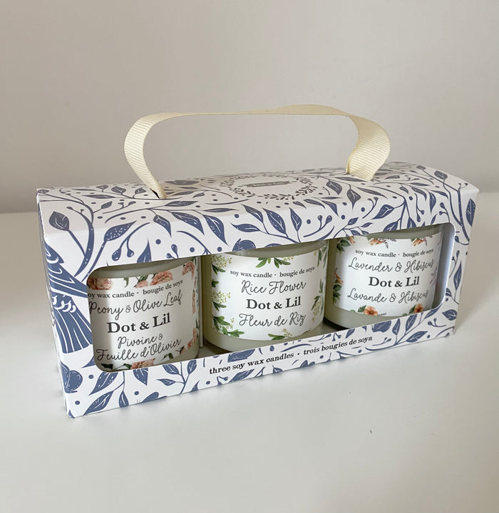 Trio bougies de soya - florales