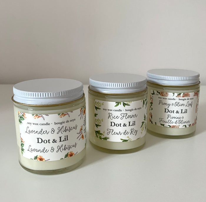 Trio bougies de soya - florales