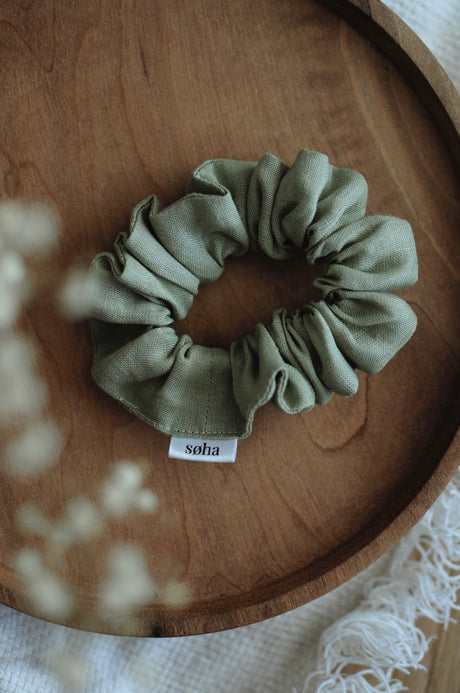 Chouchou en lin - Fluffy - Salvia