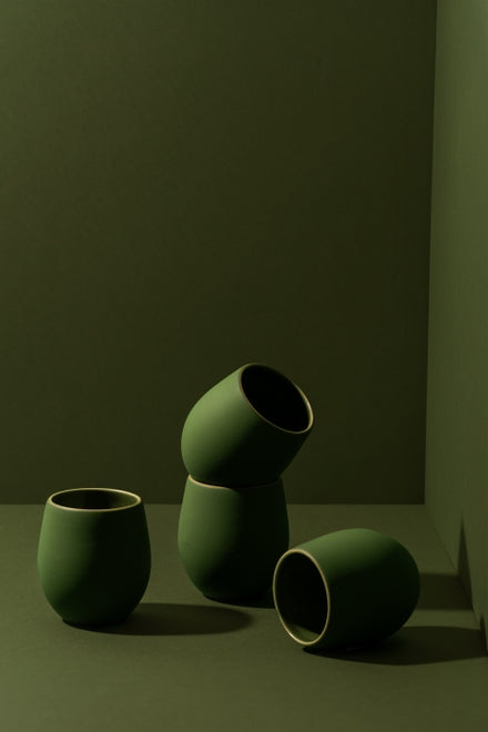 Tasse à café en grès fait main - 10 oz - vert