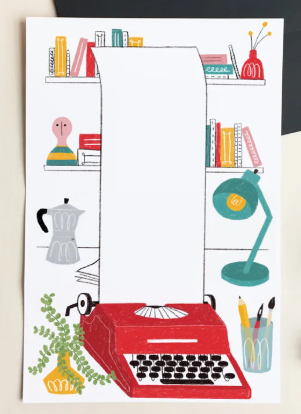 Carte - À déplier - Machine à écrire - Petit Happy