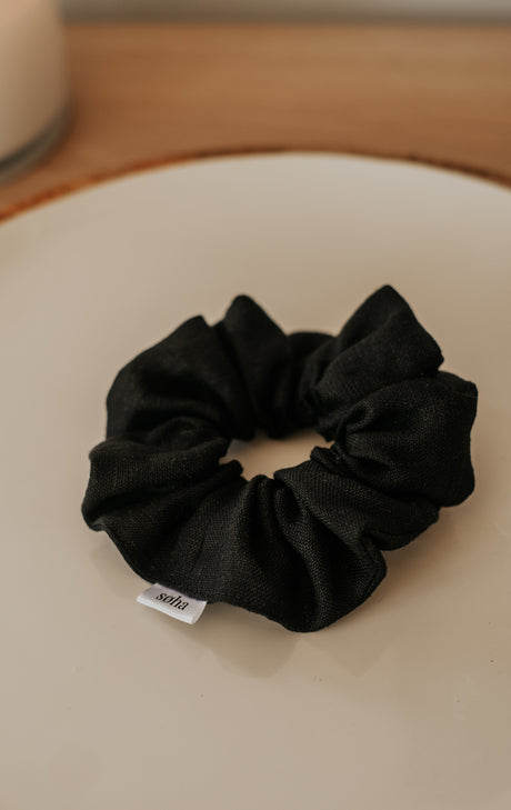 Chouchou en lin - Fluffy - Noir