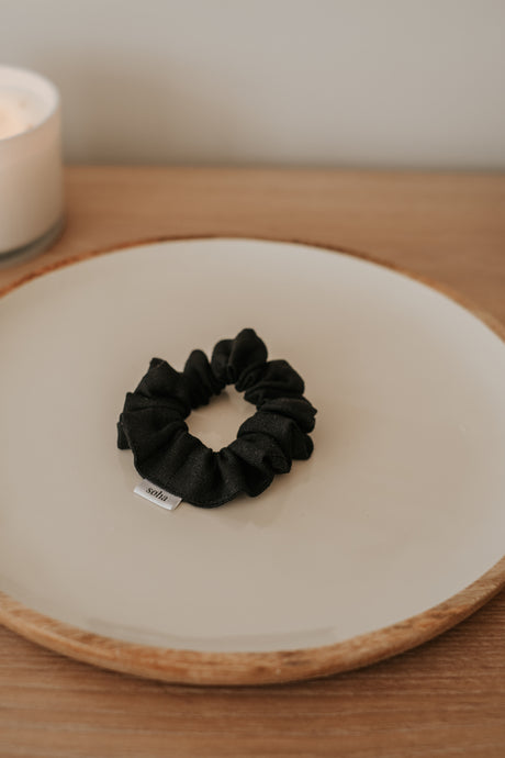 Chouchou en lin - Mince - Noir