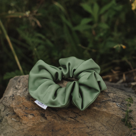 Chouchou en satin - Fluffy - Pistache