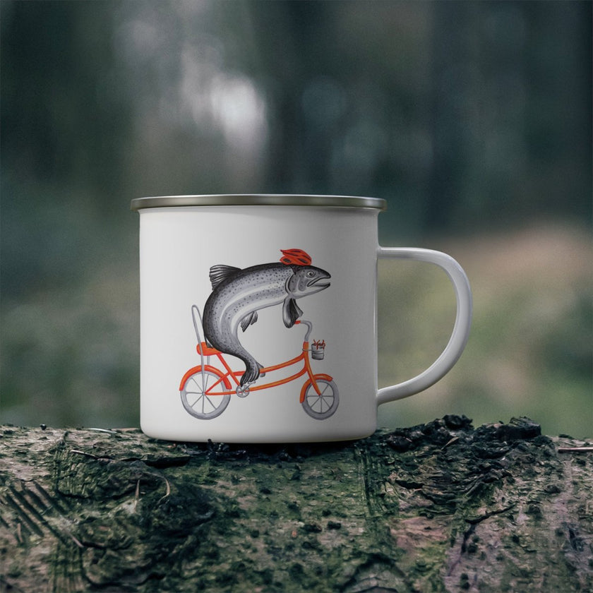 Tasse - 12oz - Émail - Poissons à vélo