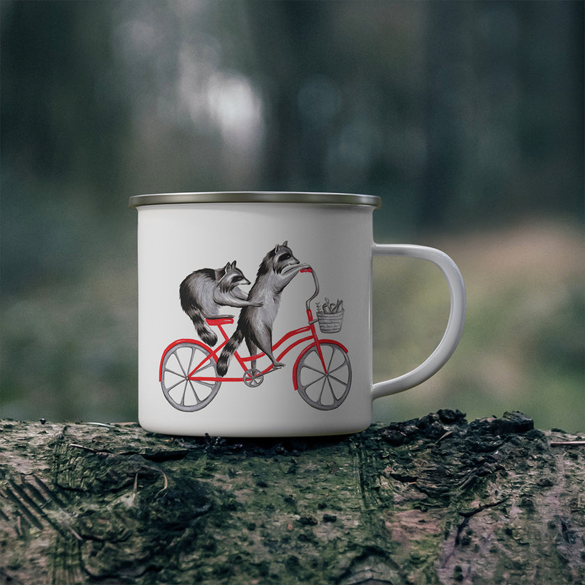 Tasse - 12oz - Émail - Ratons à vélo