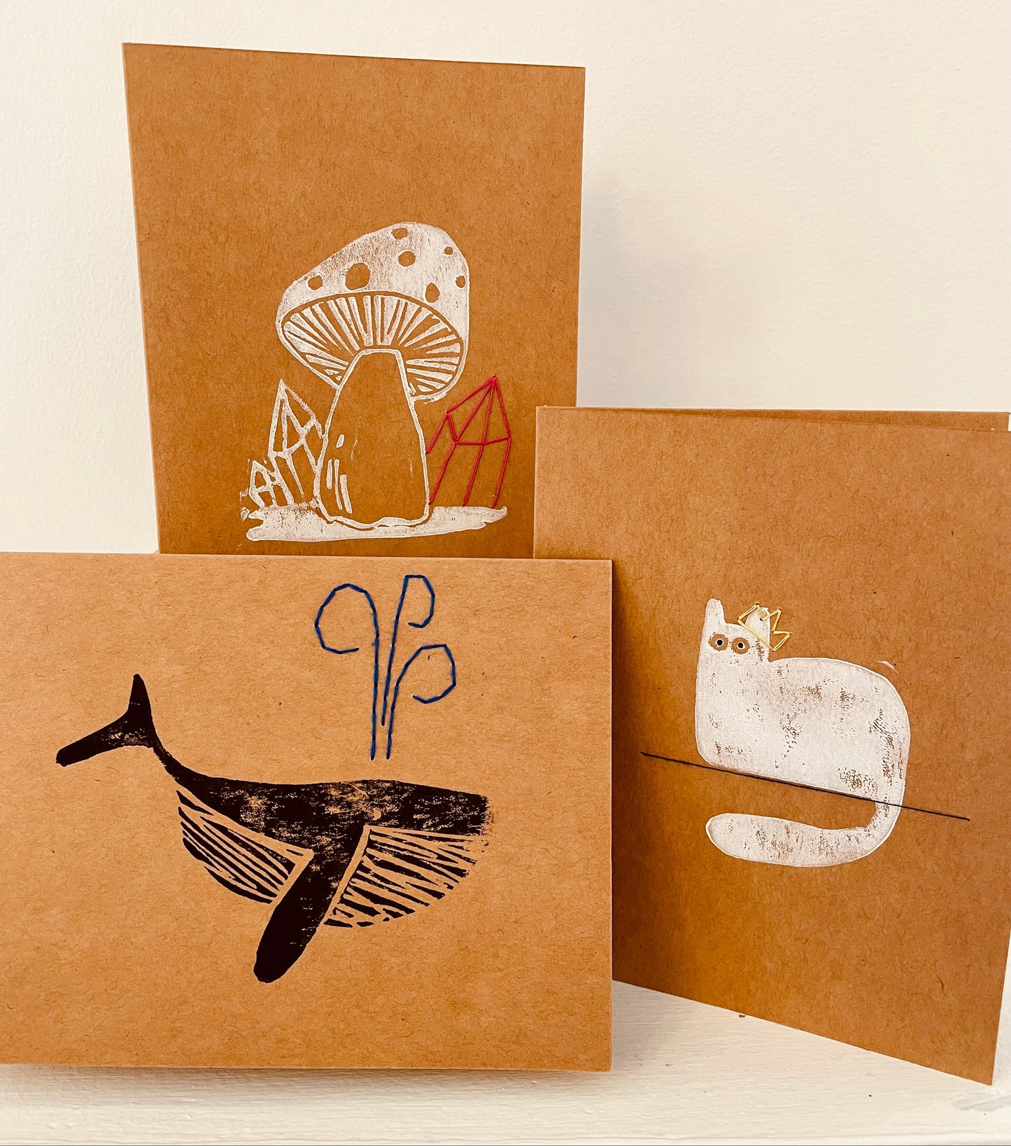 Carte - linogravure + broderie