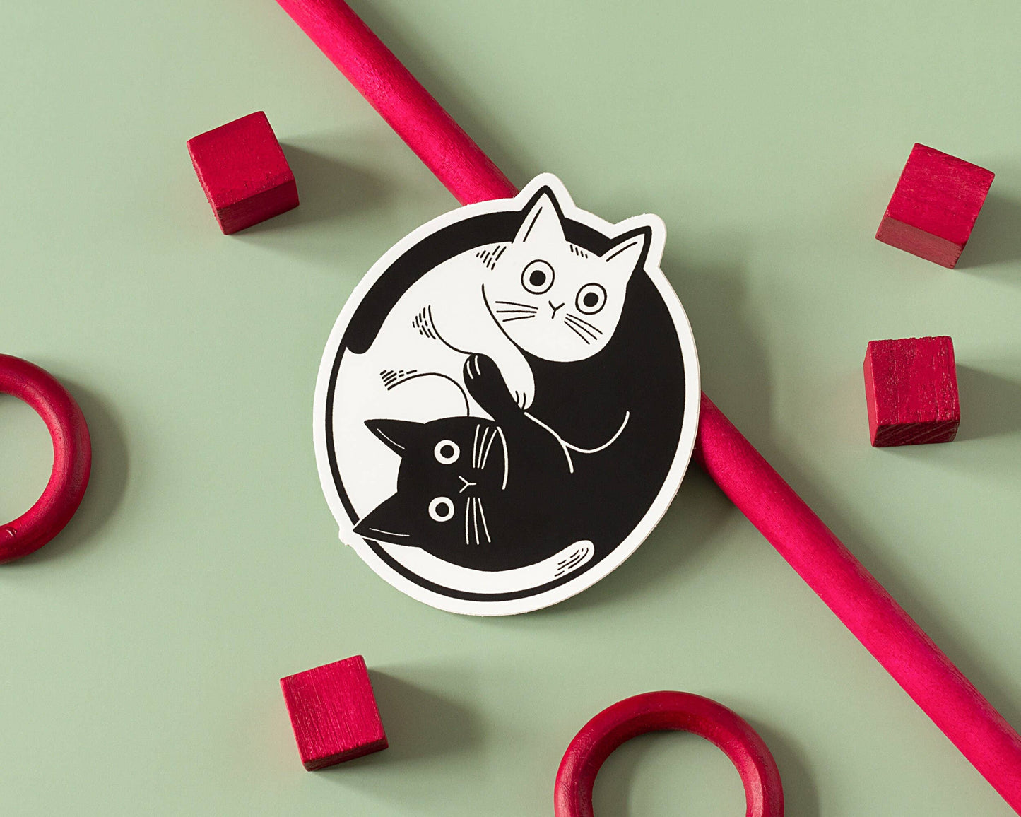 Autocollant Vinyle Chats Yin Yang