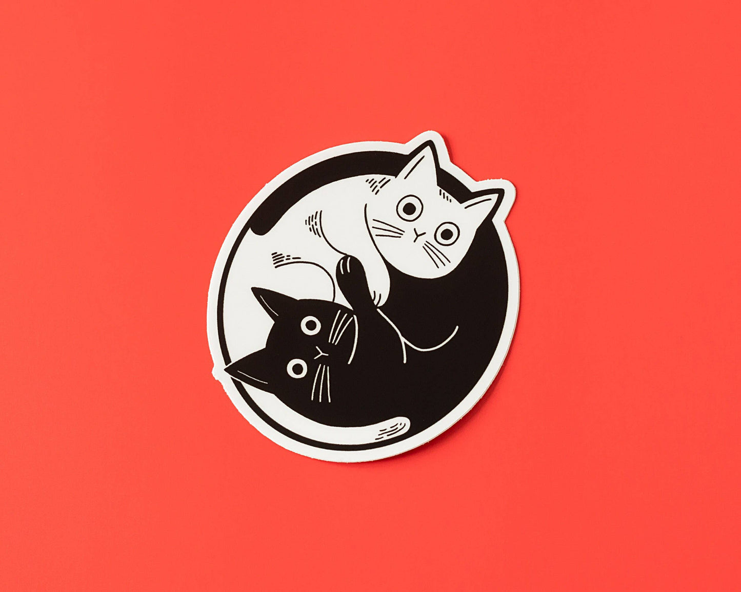 Autocollant Vinyle Chats Yin Yang