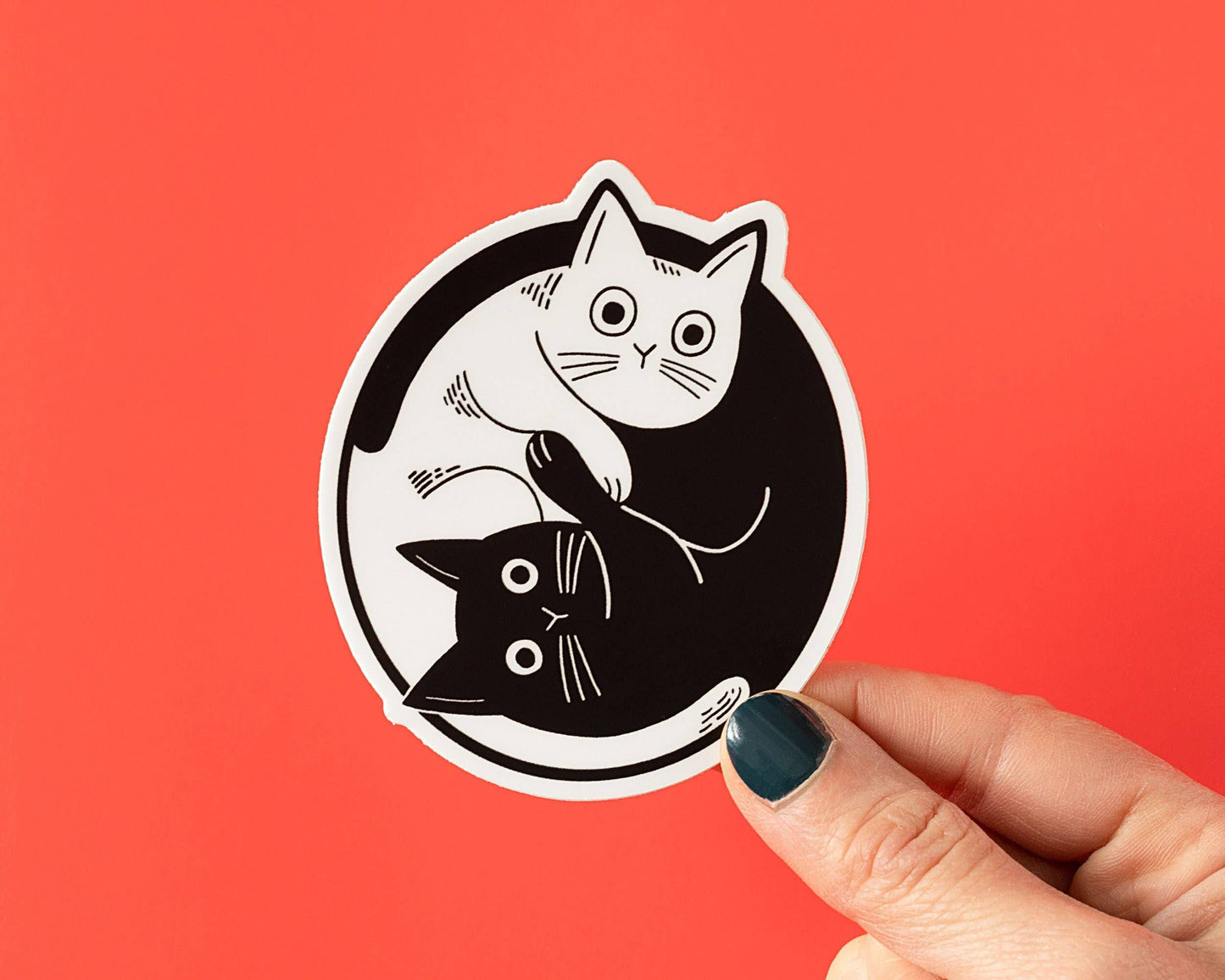 Autocollant Vinyle Chats Yin Yang