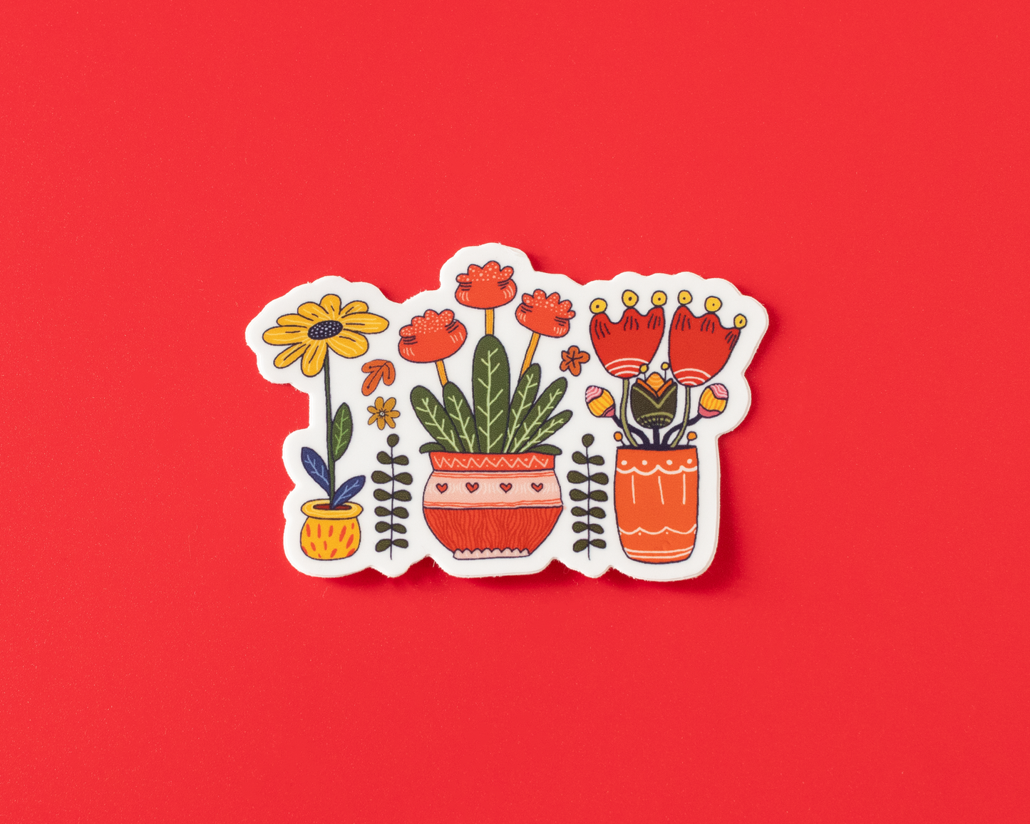 Autocollant vinyle illustré de plantes en pot