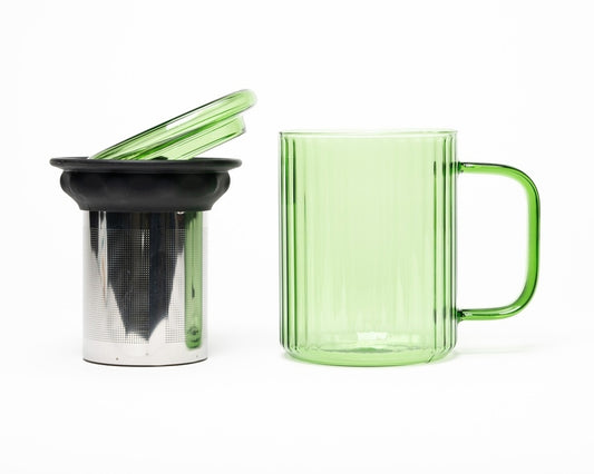 Tasse en verre avec infuseur - Opale - vert jade