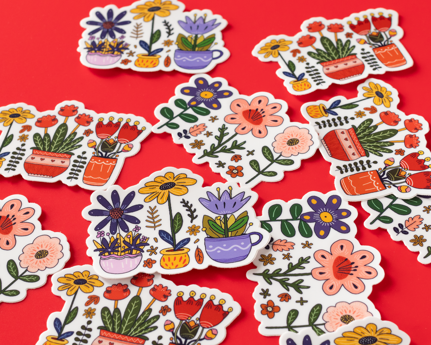 Autocollant vinyle illustré — fleur sauvage