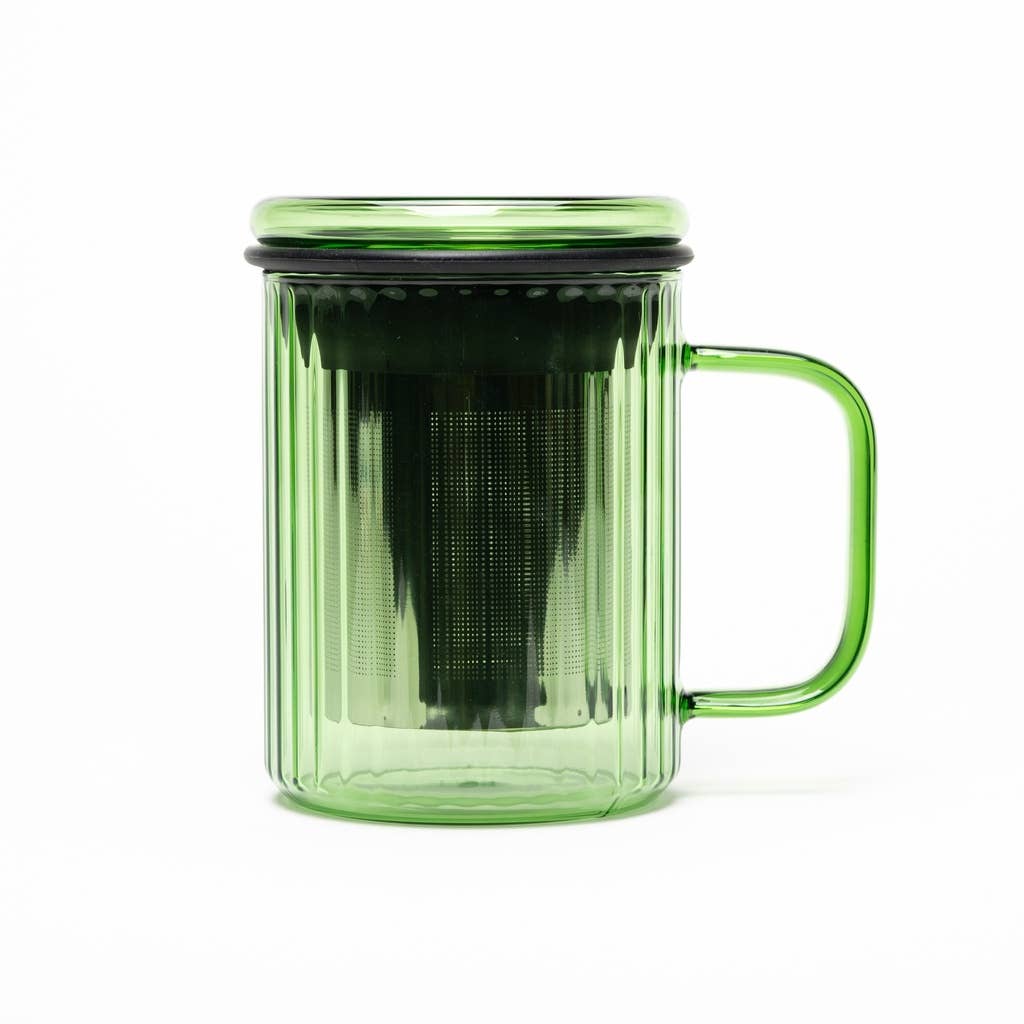 Tasse en verre avec infuseur | Opale - vert jade