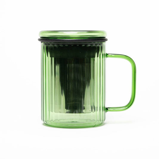 Tasse en verre avec infuseur | Opale - vert jade