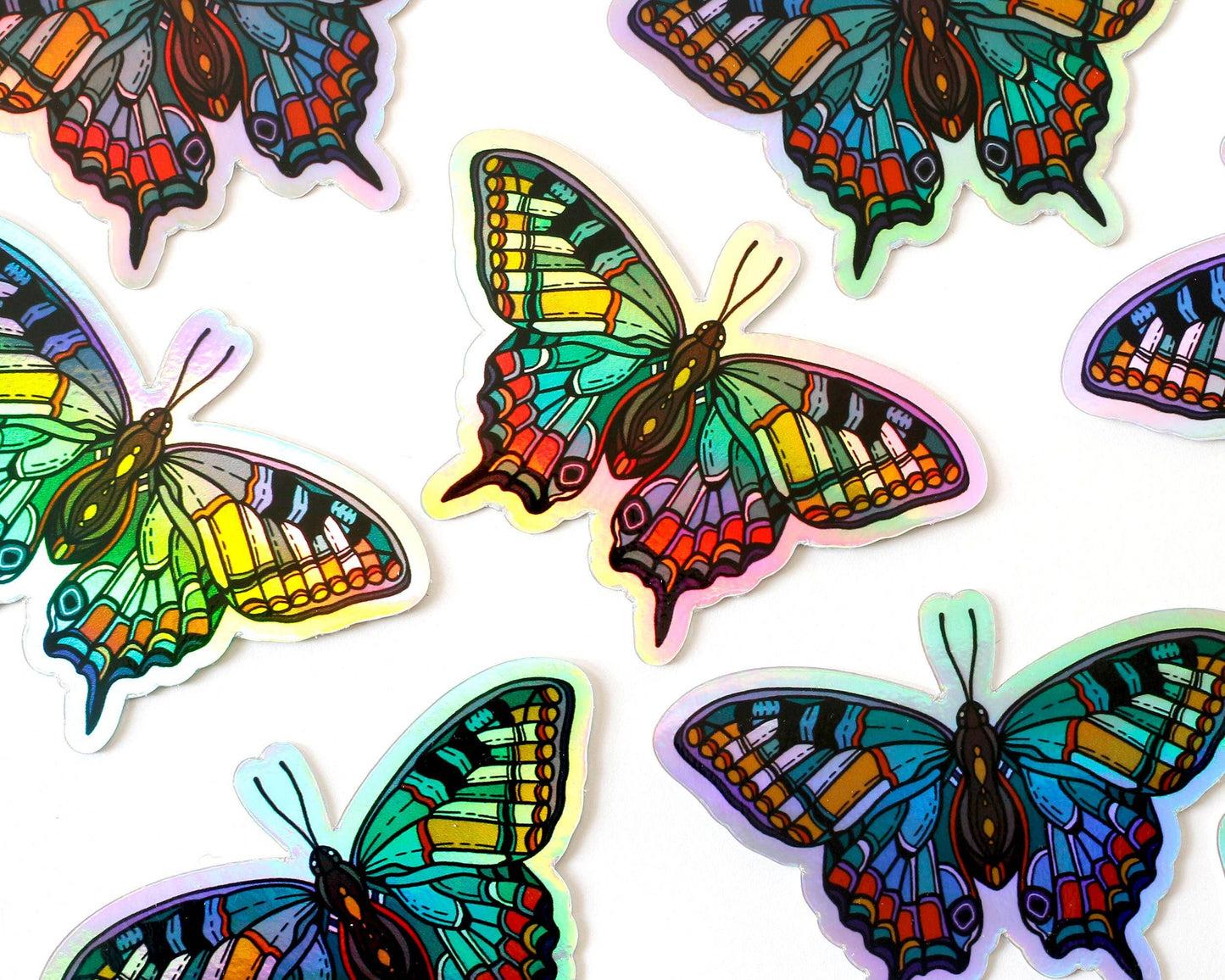 Autocollant papillon holographique