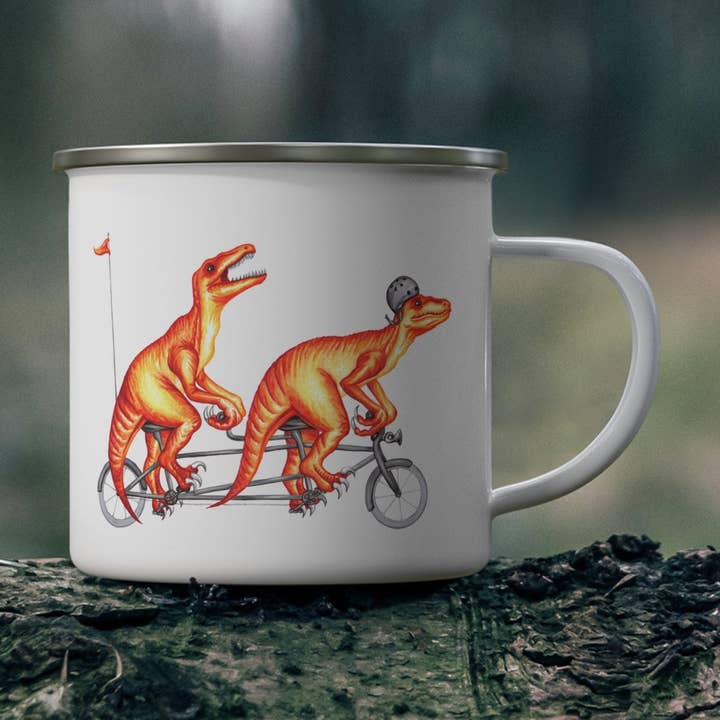 Tasse - 12oz - Émail - Raptors à vélo