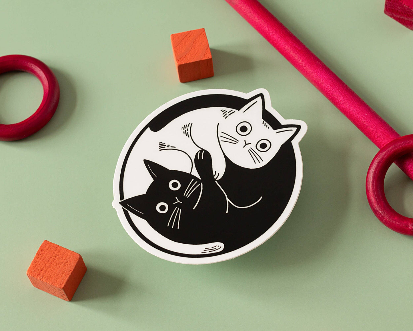 Autocollant Vinyle Chats Yin Yang