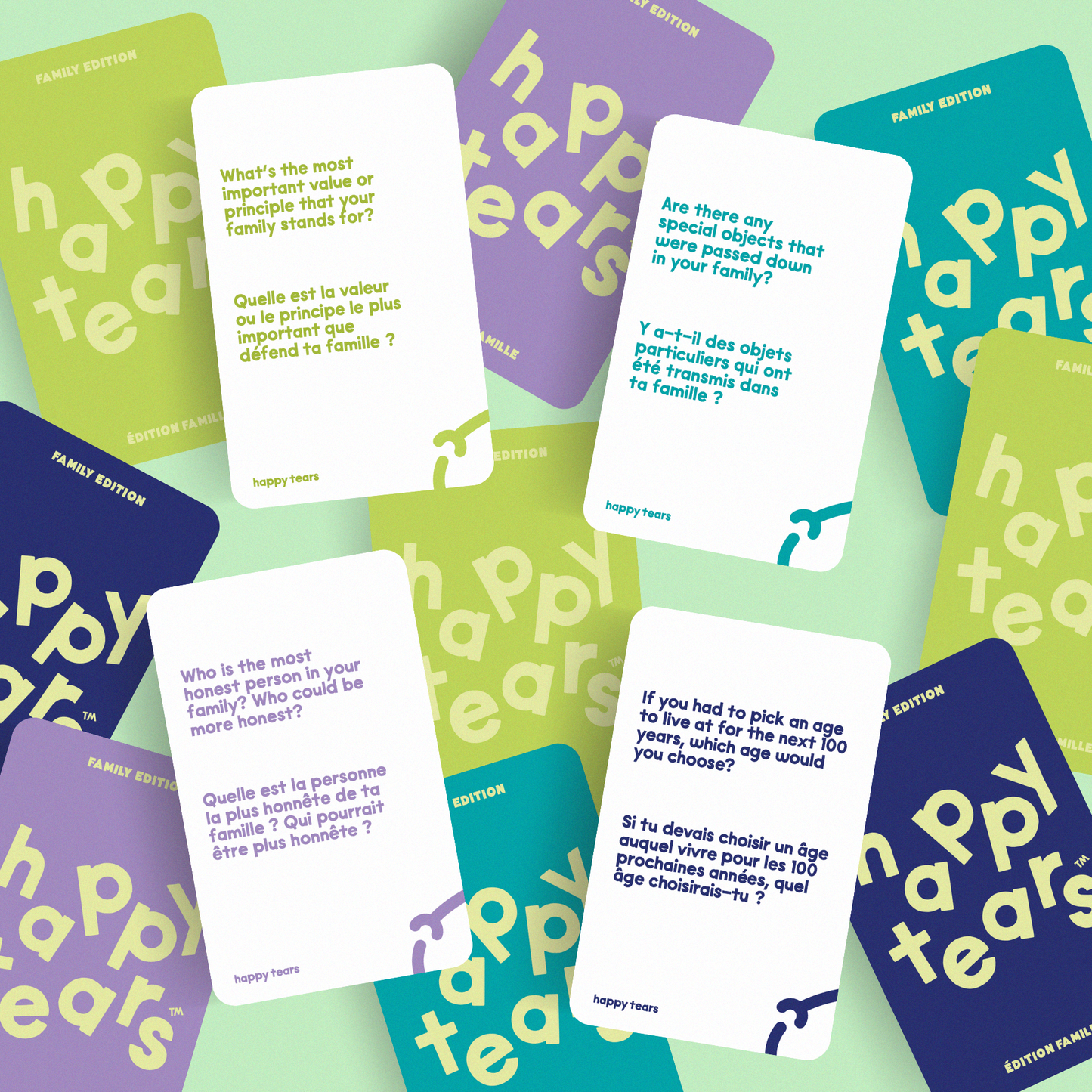 Happy tears : édition familiale (cartes de conversation bilingues)