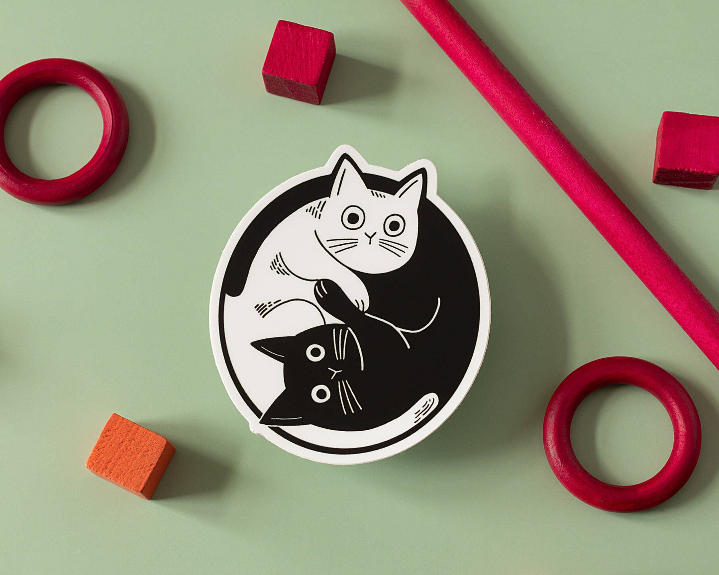 Autocollant Vinyle Chats Yin Yang