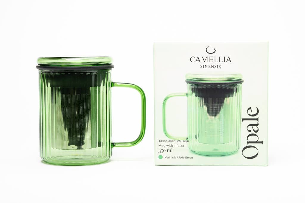 Tasse en verre avec infuseur | Opale - vert jade