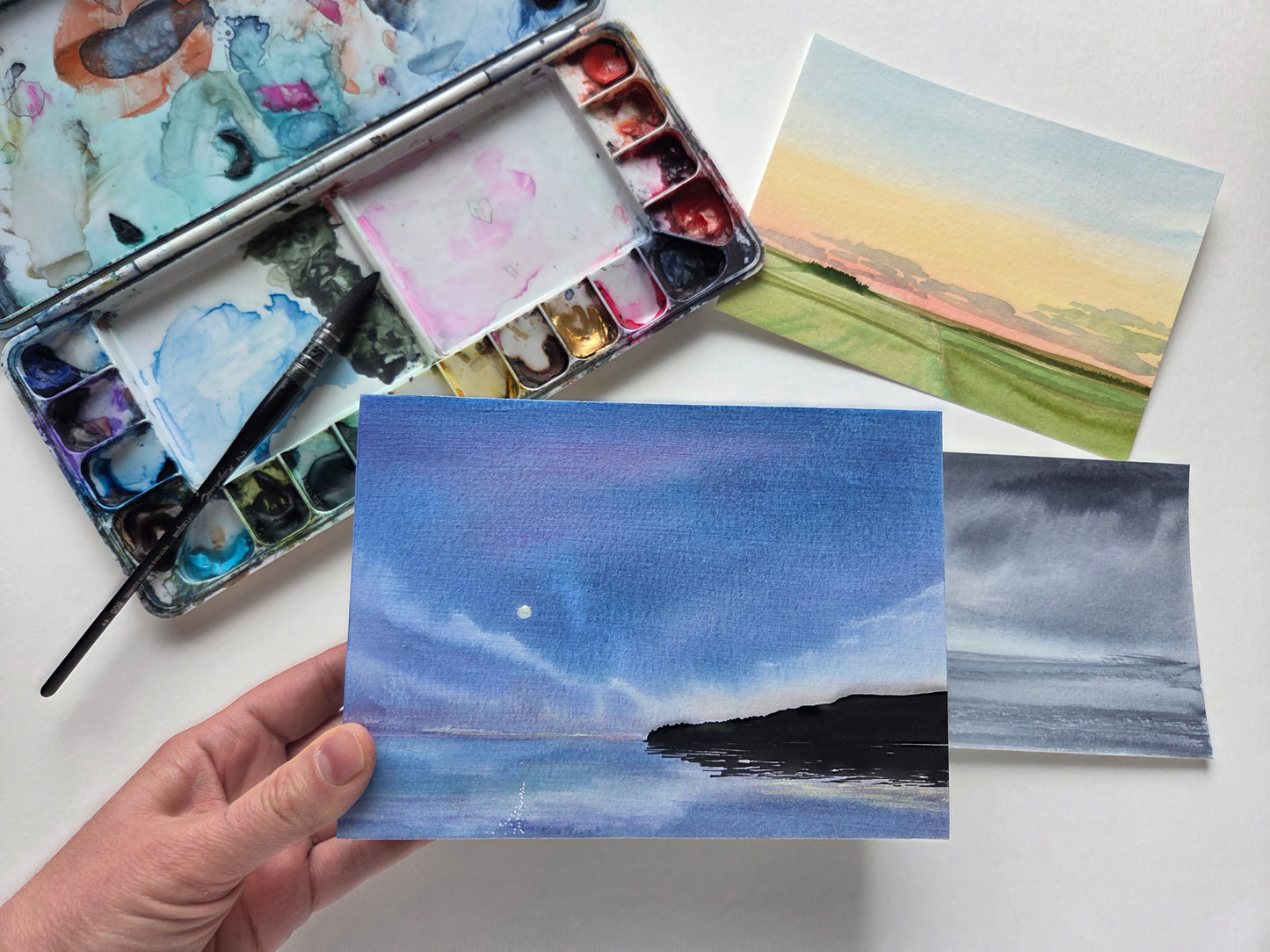 Atelier - Peinture à l'aquarelle - Ciel et paysage