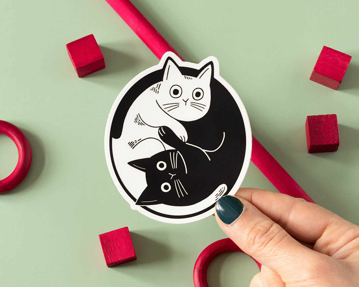 Autocollant Vinyle Chats Yin Yang