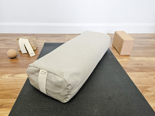 Traversin de yoga en lin sable  - Fabriqué au Canada