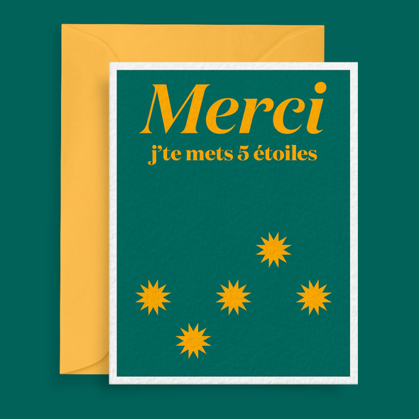 Carte - Merci J'te mets 5 étoiles