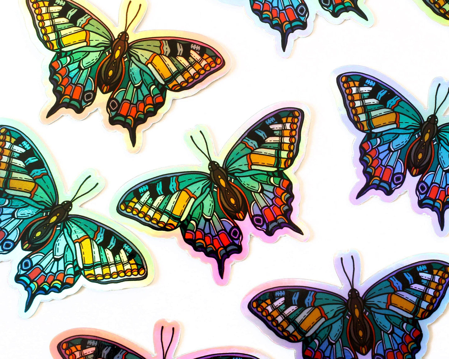 Autocollant papillon holographique