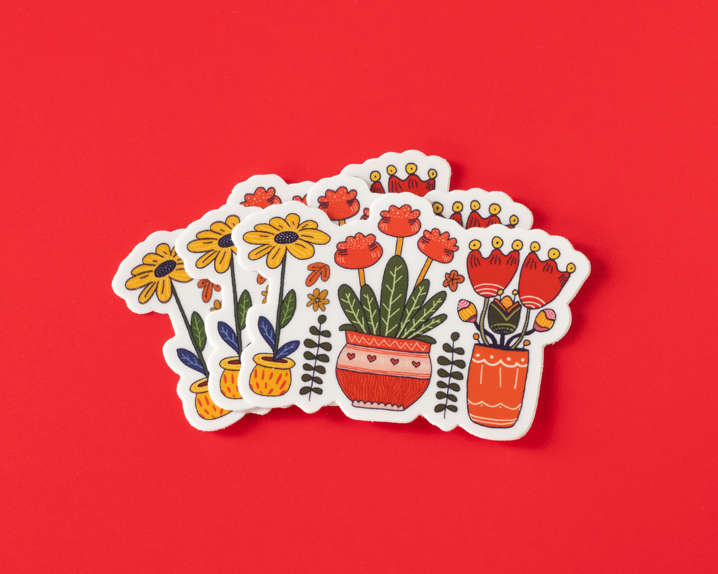 Autocollant vinyle illustré de plantes en pot