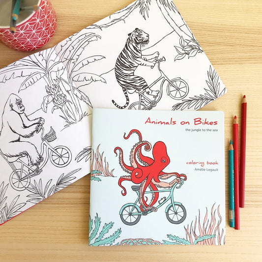 Cahier à colorier - Animaux à vélo - Jungle & mer
