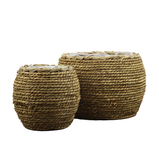 Cache pot osier - rond naturel - grand - 8"